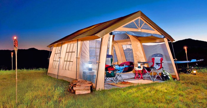 Tent porch house front northwest territory shaped family giant camping cabin person large glamping porches ten