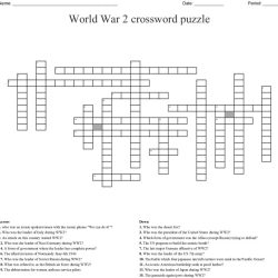 World war i crossword puzzle answers