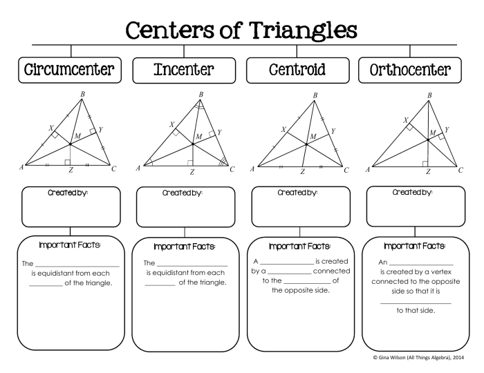 Centers of triangles review worksheet answer key