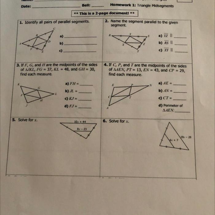 Centers of triangles review worksheet answer key